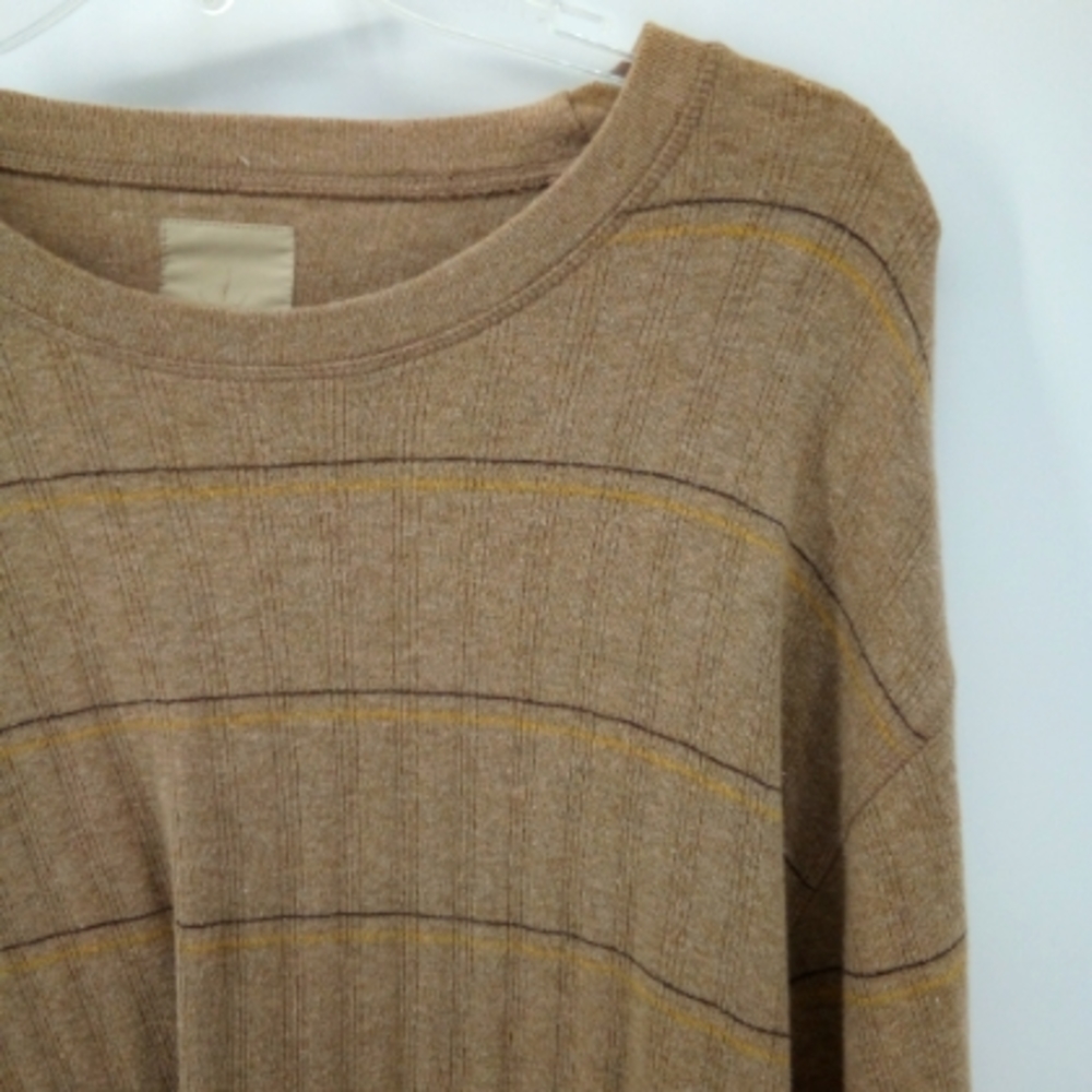 Prana 100% Organic Cotton Brown Yellow Men's Warm Winter Sweater L